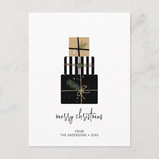 Moderne feestdag met kerstcadeaus briefkaart (Voorkant)