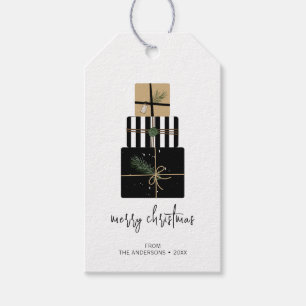 Moderne feestdag met kerstcadeaus cadeaulabel