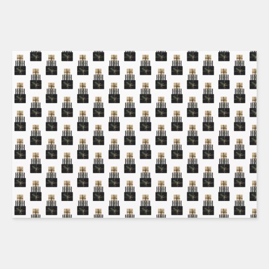 Moderne feestdag met kerstcadeaus inpakpapier vel (Voorkant 3)