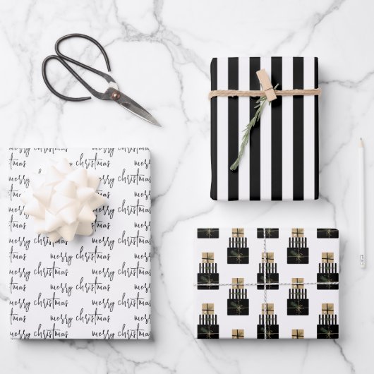 Moderne feestdag met kerstcadeaus inpakpapier vel (Voorkant)