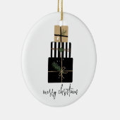 Moderne feestdag met kerstcadeaus keramisch ornament (Rechts)