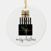 Moderne feestdag met kerstcadeaus keramisch ornament (Voorkant)