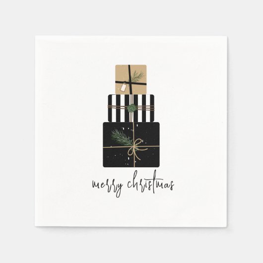 Moderne feestdag met kerstcadeaus servet (Voorkant)