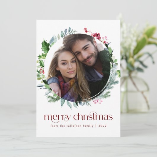 Moderne feestdag met kerstmis feestdagenkaart (Staand voorkant)