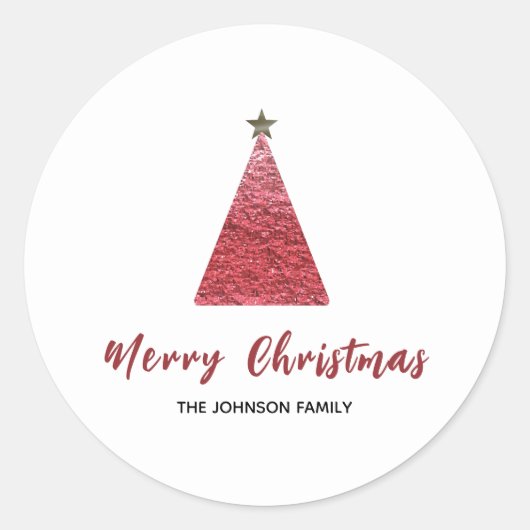 Moderne feestdag met minimale kerstbomen ronde sticker (Voorkant)