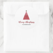 Moderne feestdag met minimale kerstbomen ronde sticker (Tas)