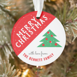 Moderne feestdag met rode en groene kerstbomen ornament