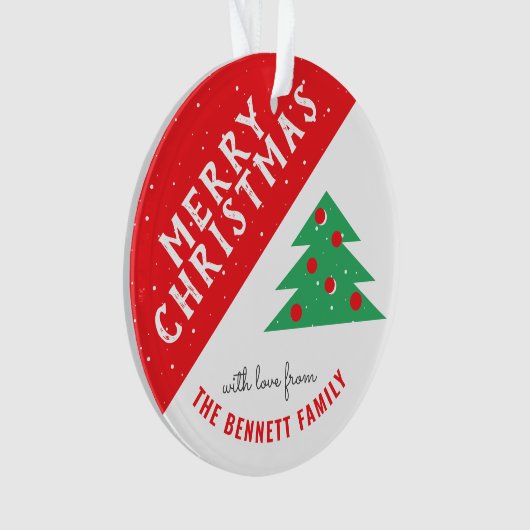 Moderne feestdag met rode en groene kerstbomen ornament (voorkant)