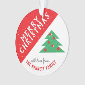 Moderne feestdag met rode en groene kerstbomen ornament (voorkant)