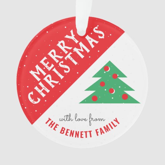 Moderne feestdag met rode en groene kerstbomen ornament (voorkant)