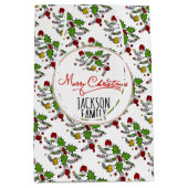 Moderne feestdag met roodgroene holbessen medium cadeauzakje (Voorkant)