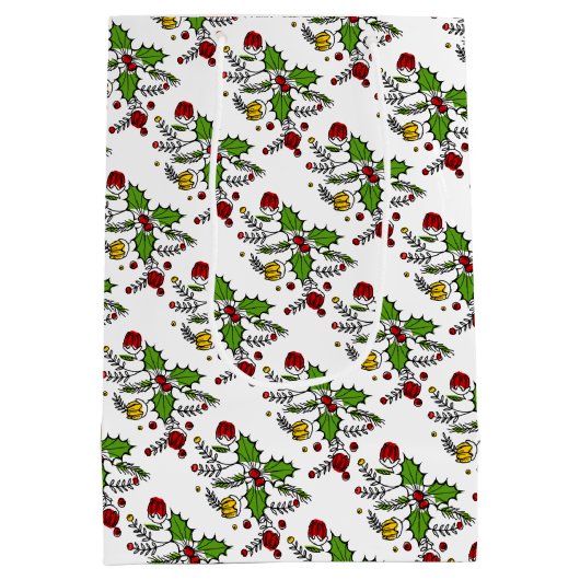 Moderne feestdag met roodgroene holbessen medium cadeauzakje (Achterkant)