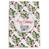 Moderne feestdag met roodgroene holbessen medium cadeauzakje (Voorkant)