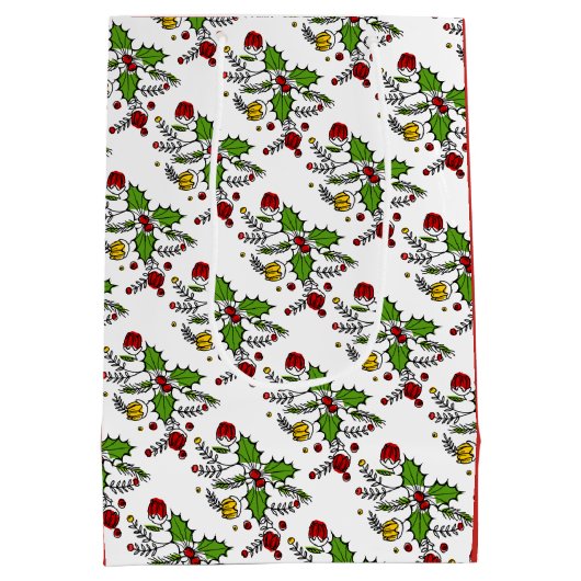 Moderne feestdag met roodgroene holbessen medium cadeauzakje (Achterkant)