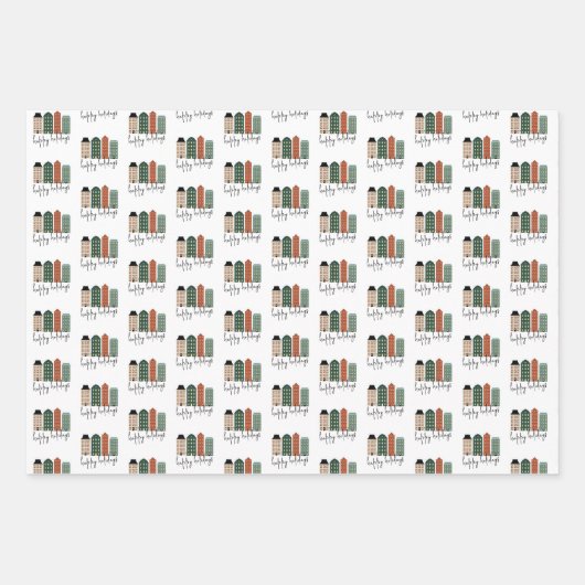 Moderne feestdag met vreugde en vrolijk kerstfeest inpakpapier vel (Voorkant 3)