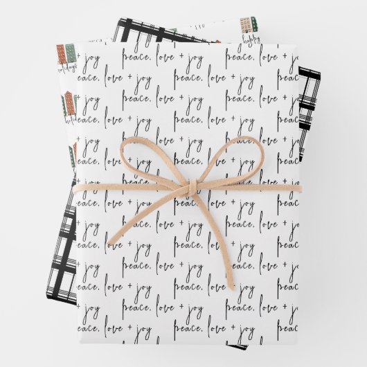 Moderne feestdag met vreugde en vrolijk kerstfeest inpakpapier vel (In situ)