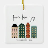 Moderne feestdag met vreugde en vrolijk kerstfeest keramisch ornament (Voorkant)