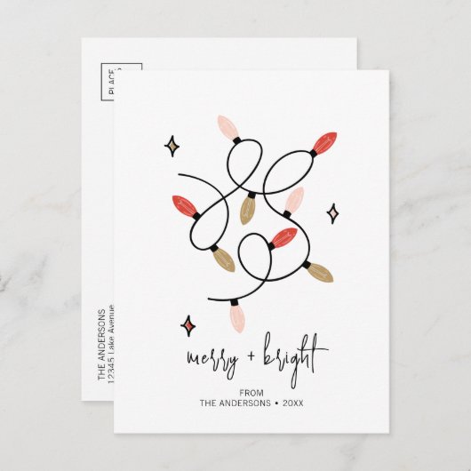 Moderne feestdag met vrolijke feestdagen en feeste briefkaart (Voorkant / Achterkant)