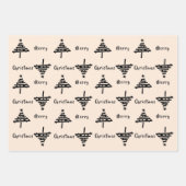Moderne feestdag met zwarte beige kerstbomen inpakpapier vel (Voorkant 2)