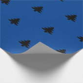 Moderne feestdag met zwarte en blauwe kerstbomen cadeaupapier (Hoek)