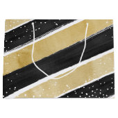 Moderne feestdag met zwarte & goudsneeuwvlok groot cadeauzakje (Voorkant)