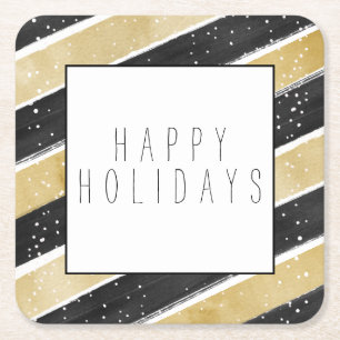 Moderne feestdag met zwarte & goudsneeuwvlok kartonnen onderzetters