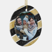 Moderne feestdag met zwarte & goudsneeuwvlok keramisch ornament (Rechts)