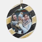 Moderne feestdag met zwarte & goudsneeuwvlok keramisch ornament (Links)