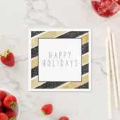 Moderne feestdag met zwarte & goudsneeuwvlok servet (Insitu)