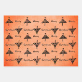 Moderne feestdag met zwarte kerstbomen inpakpapier vel (Voorkant)