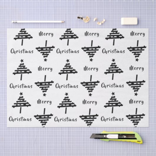 Moderne feestdag met zwarte kerstbomen tissuepapier (Craft)