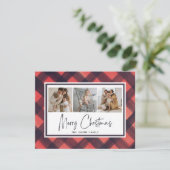 Moderne feestdag met zwarte kerstfeestdag feestdagenkaart (Staand voorkant)