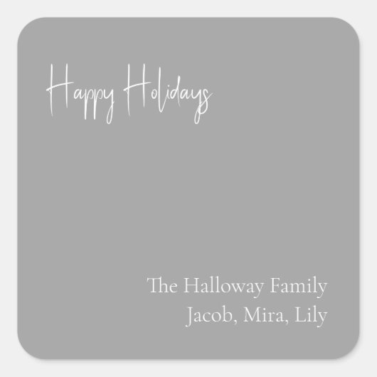 Moderne feestdag | Silver Square Family Gift Stick Vierkante Sticker (Voorkant)