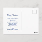Moderne feestdag voor blauw kerstfeest briefkaart (Achterkant)