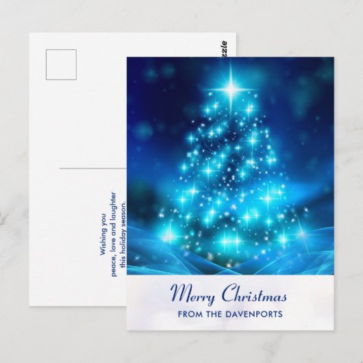 Moderne feestdag voor blauw kerstfeest briefkaart (Voorkant / Achterkant)