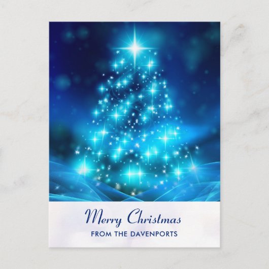 Moderne feestdag voor blauw kerstfeest briefkaart (Voorkant)