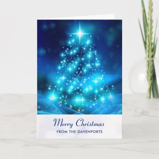 Moderne feestdag voor blauw kerstfeest kaart (Voorkant)