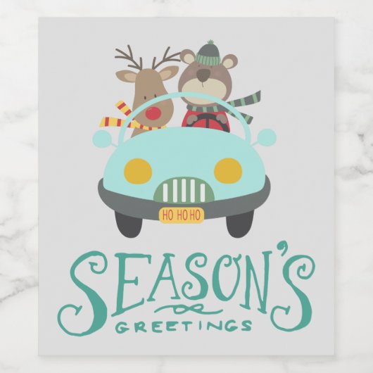 Moderne feestdag voor rendieren en Beren Wijn Etiket (Enkel label)