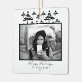 Moderne feestdag voor zwarte en witte foto's keramisch ornament (Links)