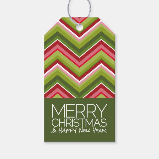 Moderne feestdag - Vrolijk rood met kerst Cadeaulabel (Voorkant)