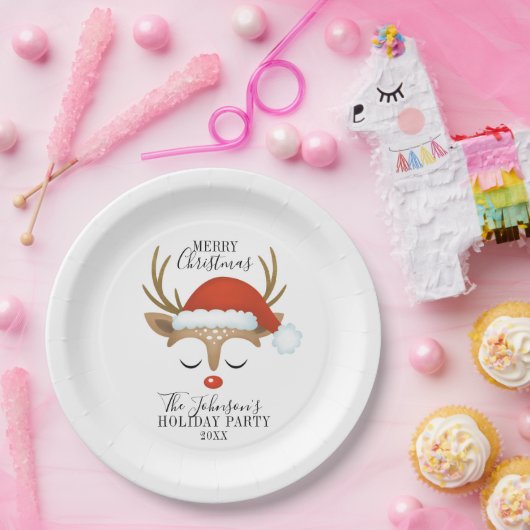 Moderne feestdag whimsical Reindeer kerstpapier Papieren Bordje (Feest)