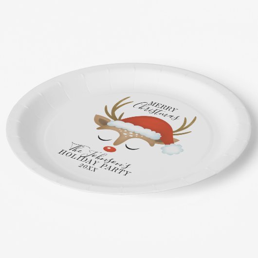 Moderne feestdag whimsical Reindeer kerstpapier Papieren Bordje (Gekanteld)