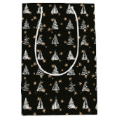 Moderne feestdag zwarte witte gouden sterren medium cadeauzakje (Voorkant)