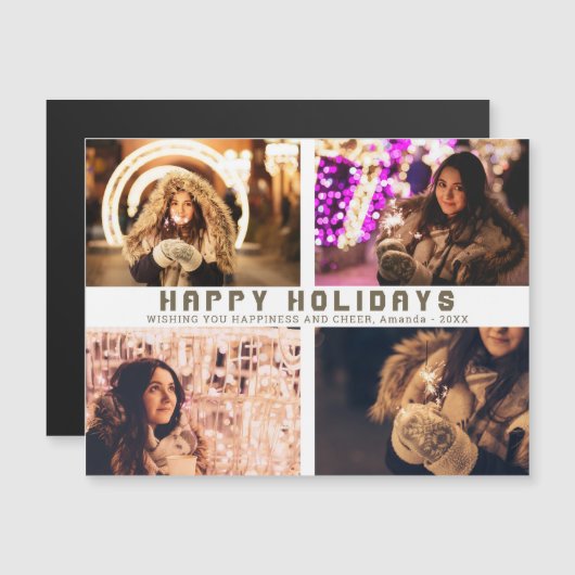 Moderne Feestdagen 4 Magnetische fotocollage (Voorkant / Achterkant)