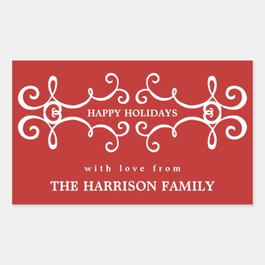 Moderne Feestdagen kerstcadeautjes Label met scrol (Voorkant)