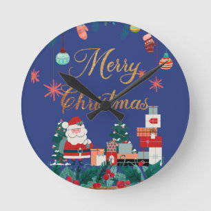 Moderne feestdagen met vrolijke kerstdagen, kerstc ronde klok