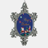 Moderne feestdagen met vrolijke kerstdagen, kerstc tin sneeuwvlok ornament (Links)