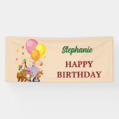 Moderne feestdieren Rainbow Color Verjaardag Spandoek (Horizontaal)