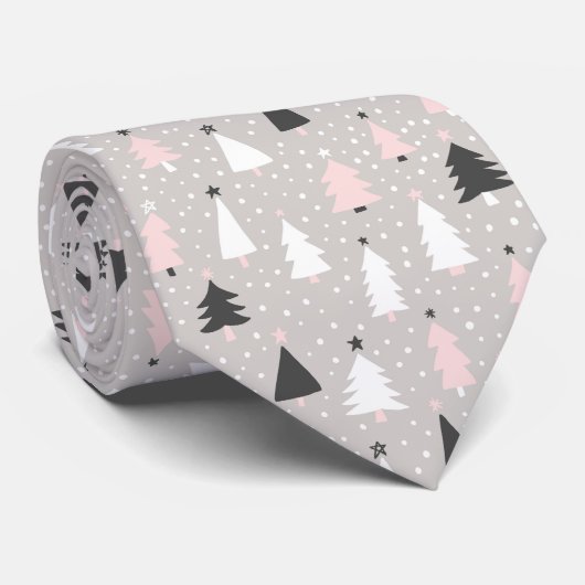 Moderne, feestelijke bomen en het dalende sneeuwpa stropdas (Opgerold)