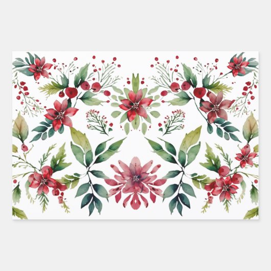 Moderne feestelijke botanische kerstvakantie inpakpapier vel (Voorkant)